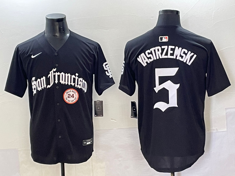 Men 2025 San Francisco Giants #5 Yastrezemski Black Five generations Joint Name Nike MLB Jersey style 3->san francisco giants->MLB Jersey